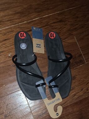 BILLABONG Black Double-Strap Slide Sandals - Size 10